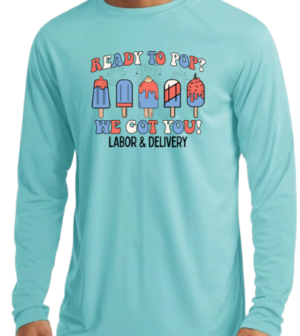 Labor and Delivery Aqua Long Sleeve