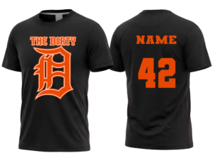 Black Dirty "D" T-Shirt $15 / $25 w/Name & Number