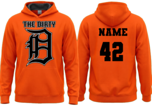 Orange Hoodie Dirty "D" $25 / $35 w/Name & Number