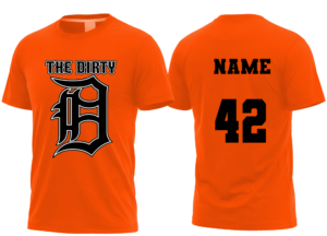 Orange Dirty "D" T-Shirt $15 / $25 w/Name & Number